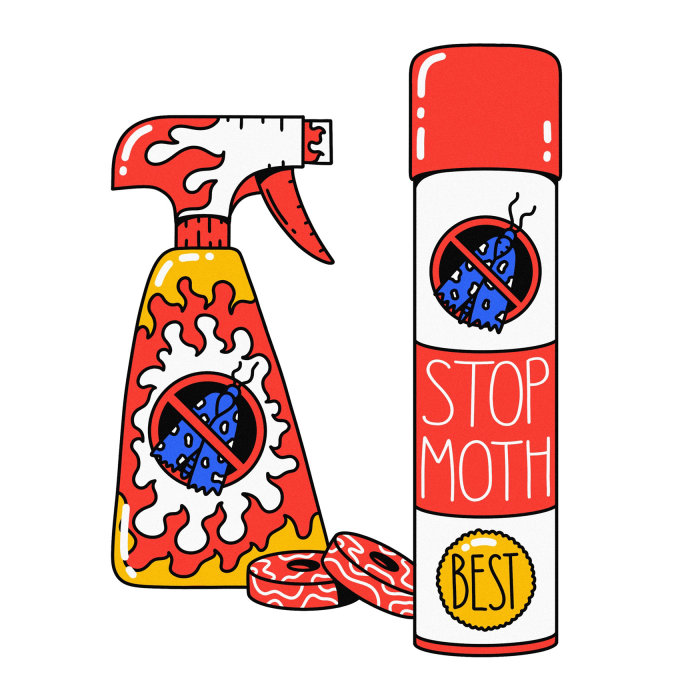 stop moth, illustration, sprays against moth