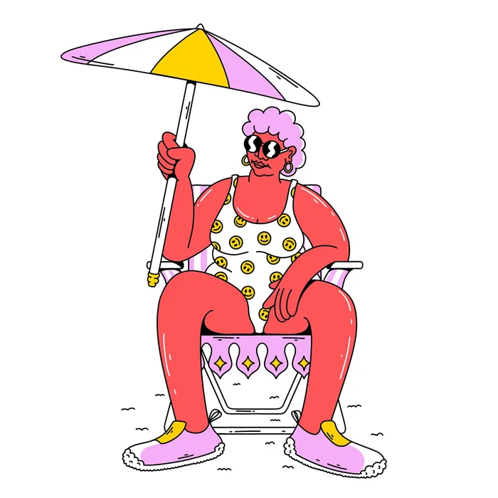 Cartoon character with a beachy disposition