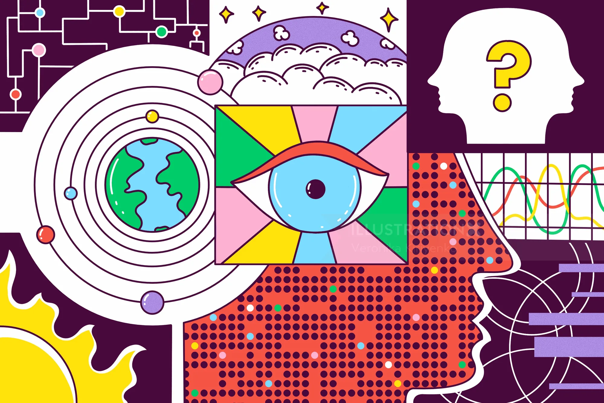 Colorful abstract illustration about the Metaverse by Veronika Kiriyenko