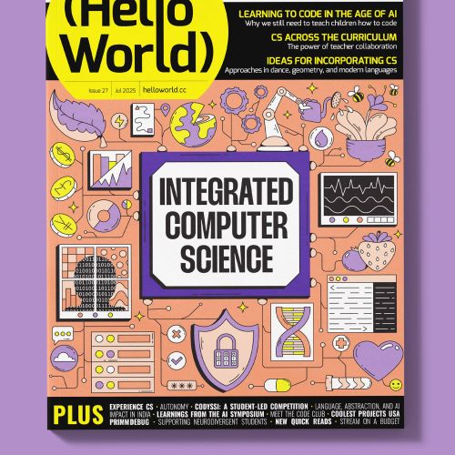 Das Titelbild des Hello World Magazins zeigt ein integriertes Informatikthema.