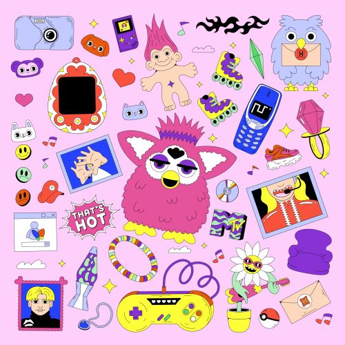 Collection of millennial icons as stickers by Veronika Kiriyenko