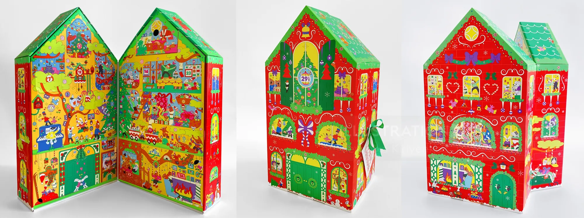 Calendário do Advento LUSH ilustrado de Veronika Kiriyenko em formato de casa festiva na floresta