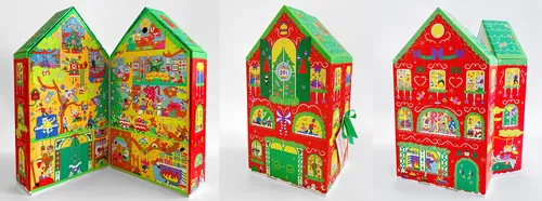Calendário do Advento LUSH ilustrado de Veronika Kiriyenko em formato de casa festiva na floresta