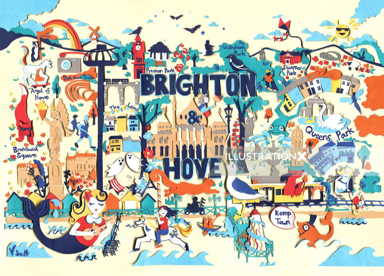 Ilustração do mapa de Brighton