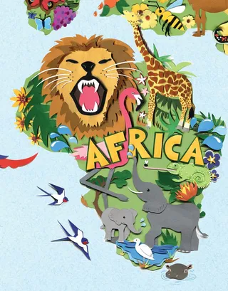 Wildlife of Africa mural for kids room