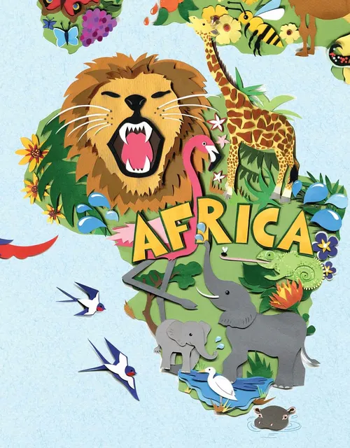 Wandbild mit afrikanischen Wildtieren fürs Kinderzimmer