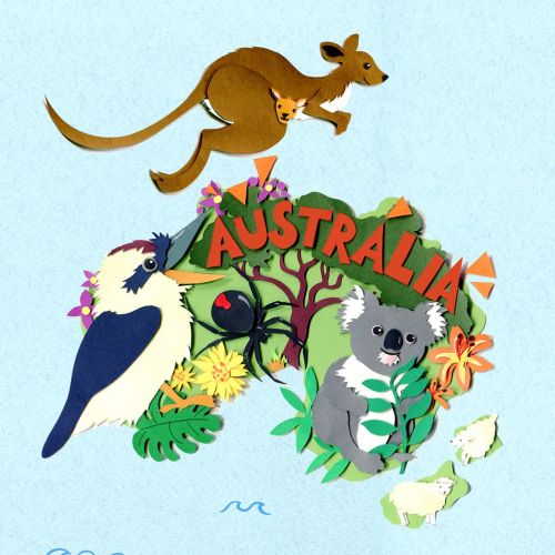 Australia map illustration for the children's room