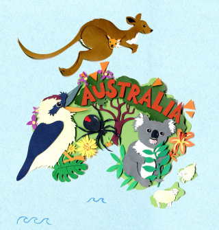 子供部屋用のオーストラリア地図イラスト