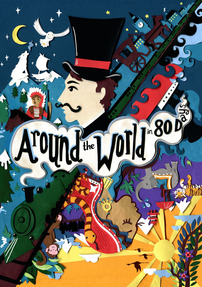 Cover illustration of Around the World in 80 Days 