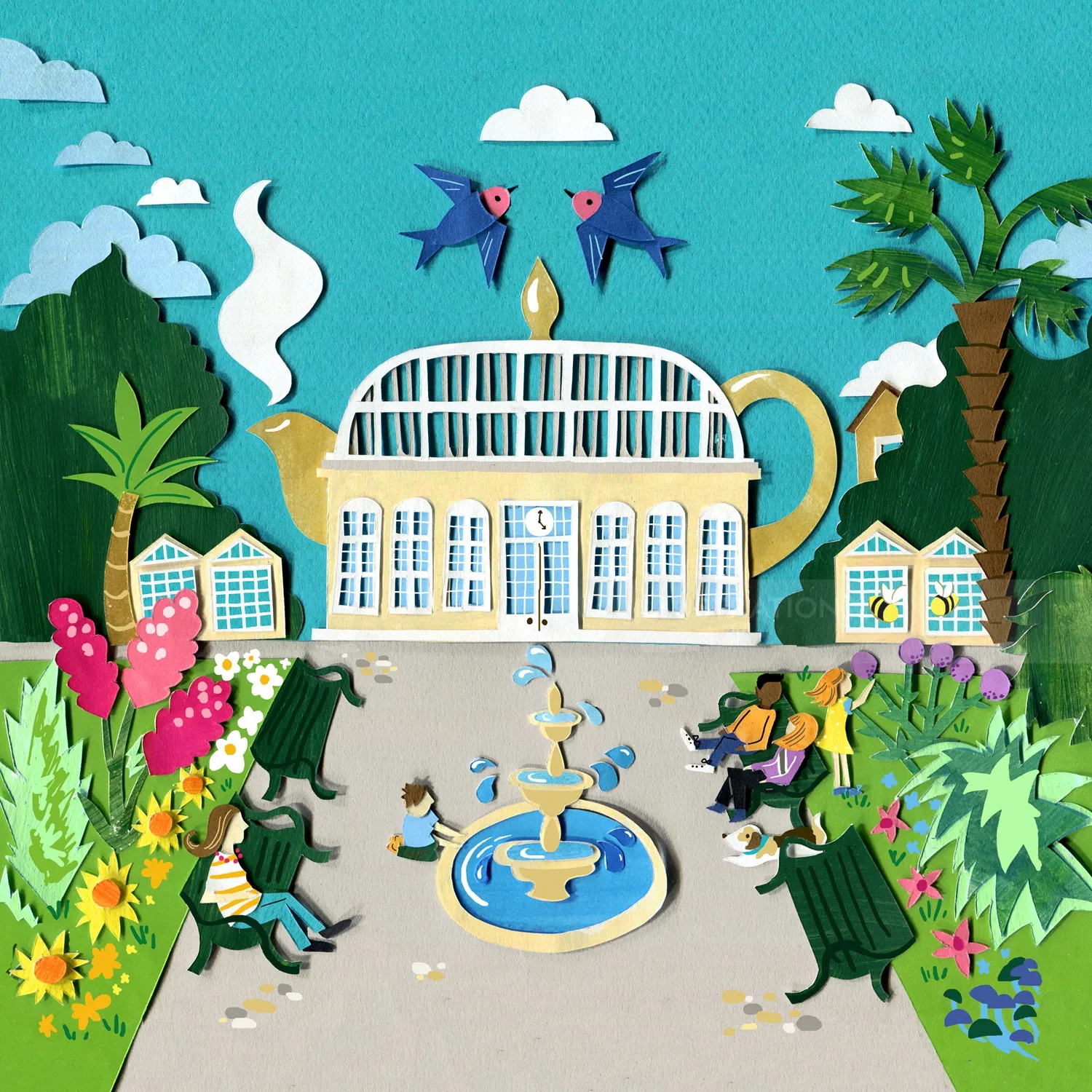 Collage art of Botanical gardens in Sheffield