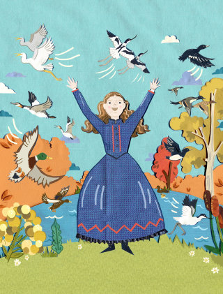 为皇家鸟类保护协会绘制的描绘幸福场景的插图