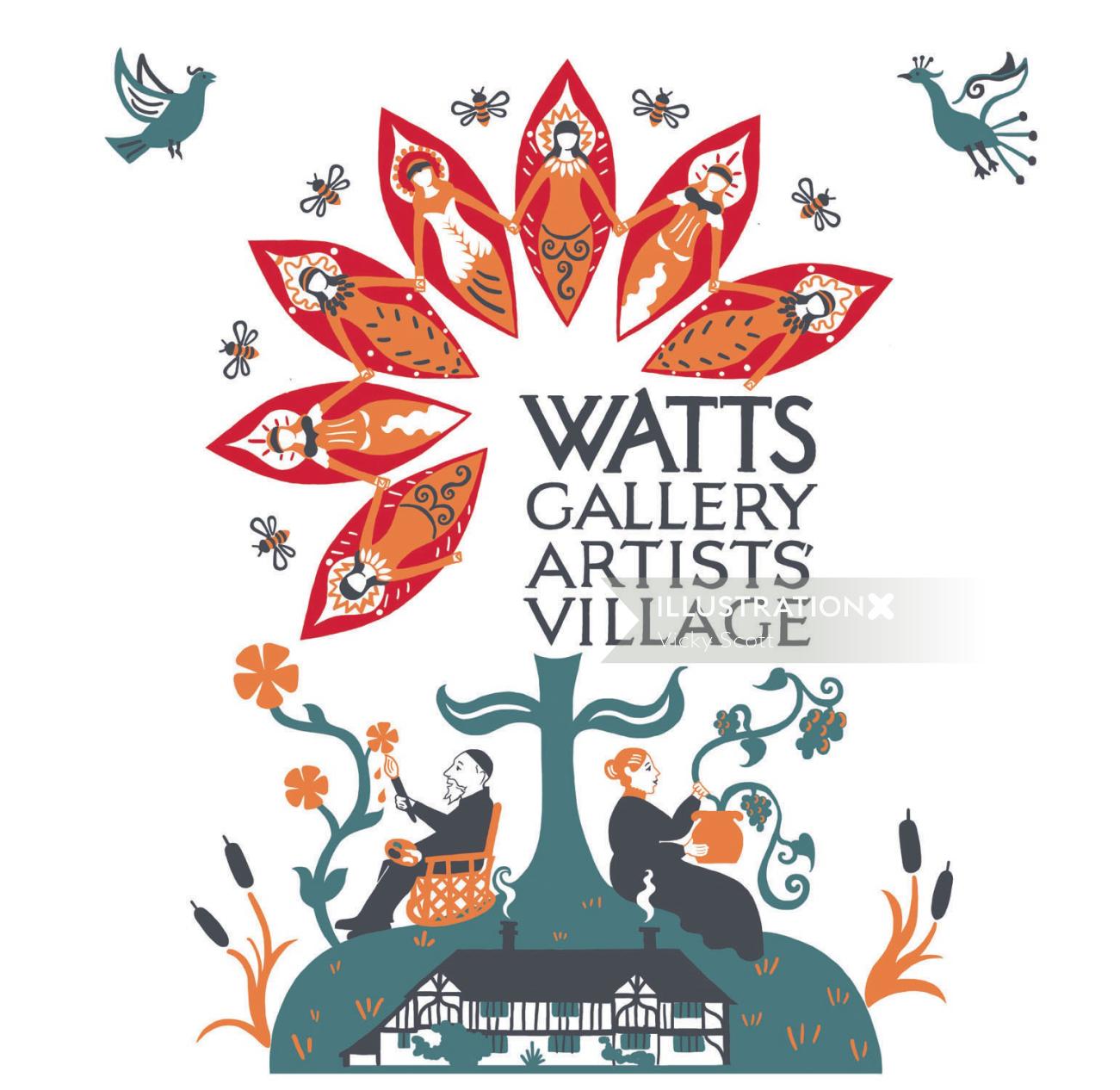 Decorative tote bag for Watts Gallery Artists' Village