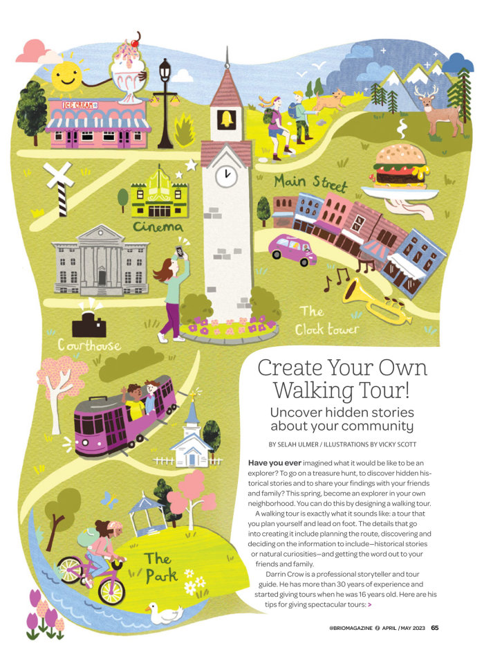 An editorial walking map for Brio Magazine