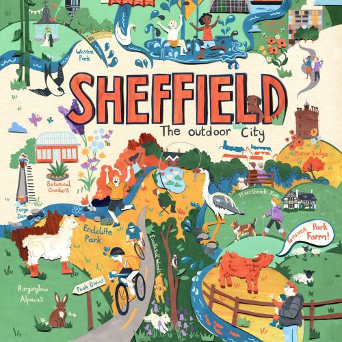 Design of a map featuring Sheffield's green spaces
