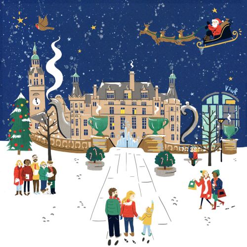 Christmas card set in Sheffield Town Hall/ Peace Gardens