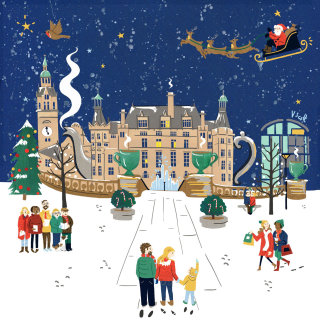 Christmas card set in Sheffield Town Hall/ Peace Gardens