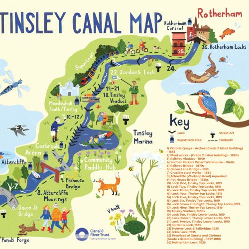 Map illustration for Canal & River Trust, focusing on Sheffield canal