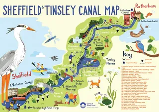 Map illustration for Canal & River Trust, focusing on Sheffield canal