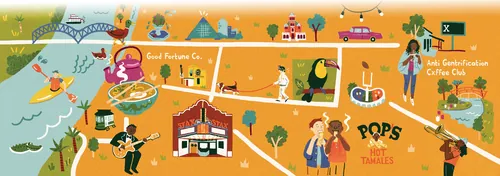 Gravy Magazine illustration of Memphis with food, culture, and Elvis