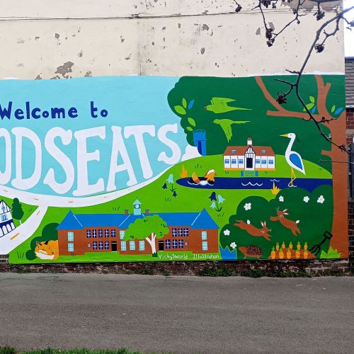 Community art project for This is Woodseats with animals and local themes