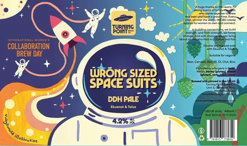 Beer can design featuring astronaut and space theme by Vicky Scott