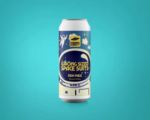 Beer can with space suit design by Vicky Scott