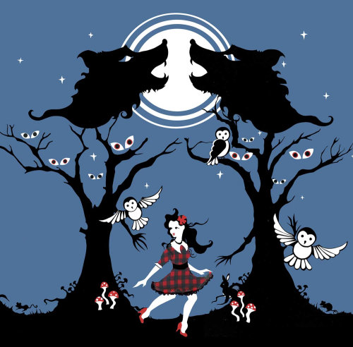 wolves, wolf, owls, girl, night, mushrooms, bunny, rabbit, mice, mouse
