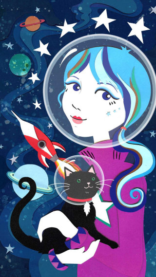 Ilustración del tema espacial de Vicky Scott.