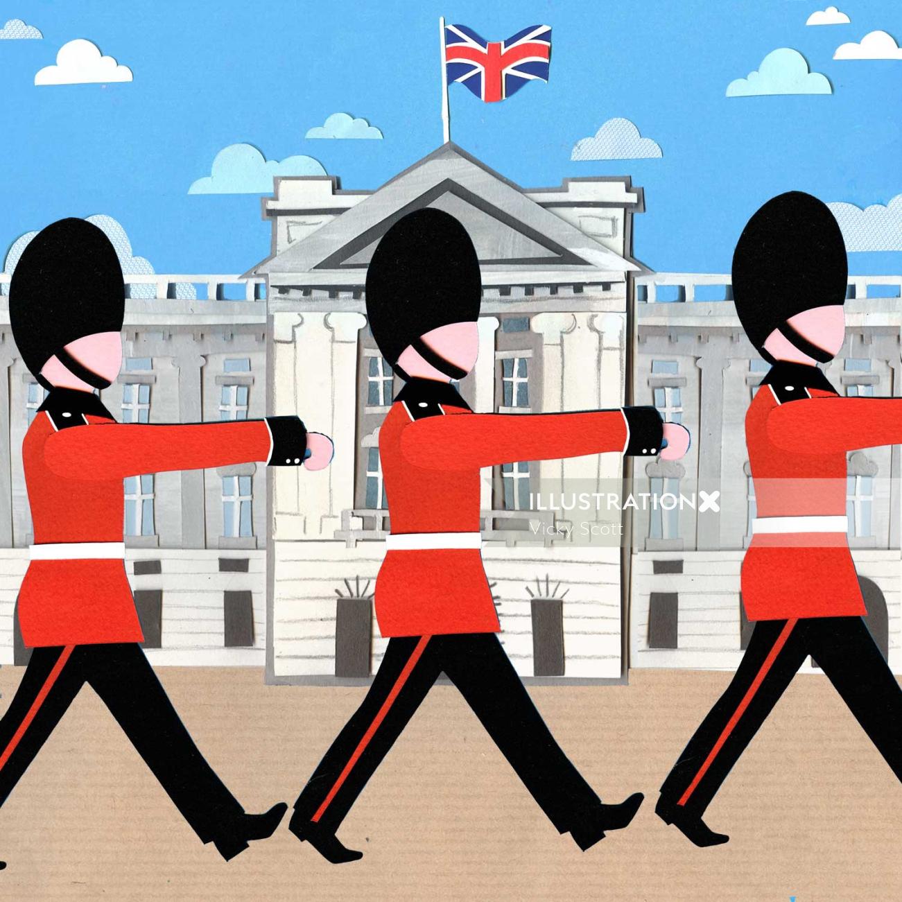 ilustração das forças de segurança britânicas por Vicky Scott