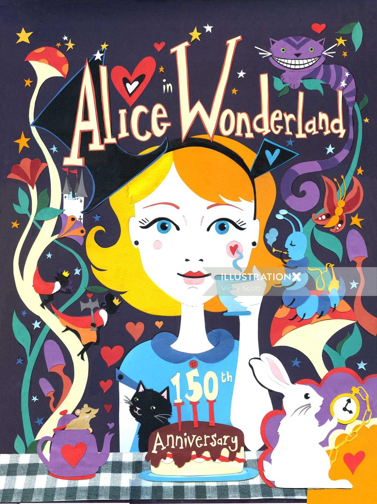 Alice na ilustração do país das maravilhas por Vicky Scott