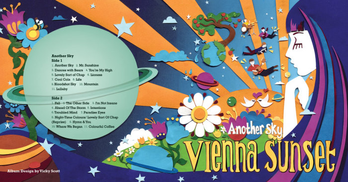 Arte da capa do álbum da banda inspirada nos anos 60 Vienna Sunset