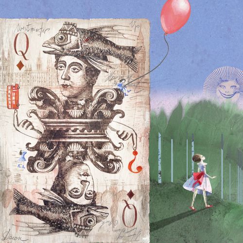 Alice in wonderland fantasy graphic design
