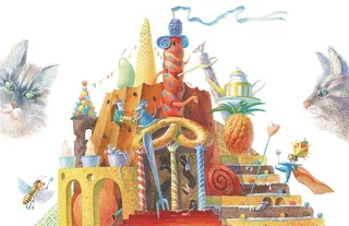 Whimsical castle with animals and insects by Victoria Fomina