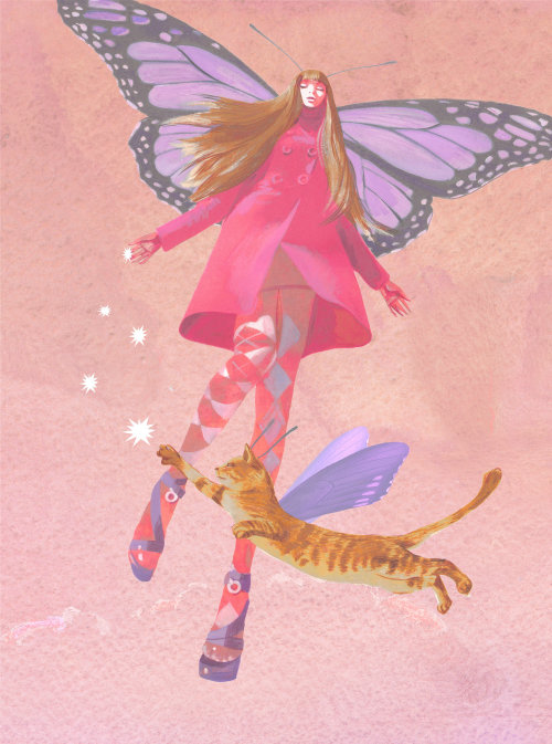 Ilustração de moda da menina borboleta