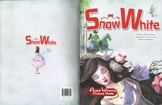 Sleeping Snow White surrounded by flowers and animals illustration by Victoria Fomina