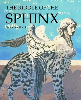 Winged sphinx with cheetah body in surreal art by Victoria Fomina