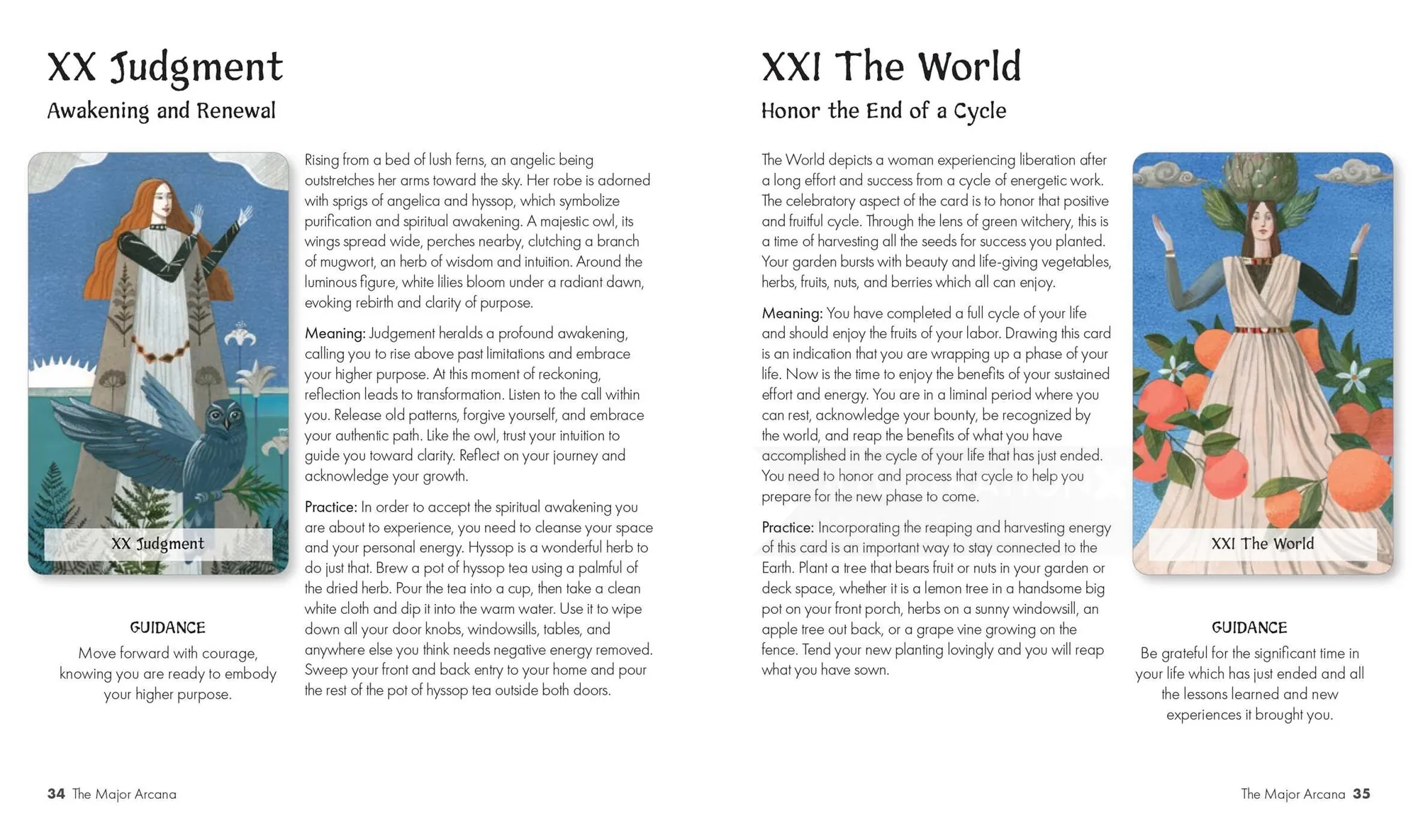 Tarot cards XX Judgment and XXI The World illustrations by Victoria Fomina