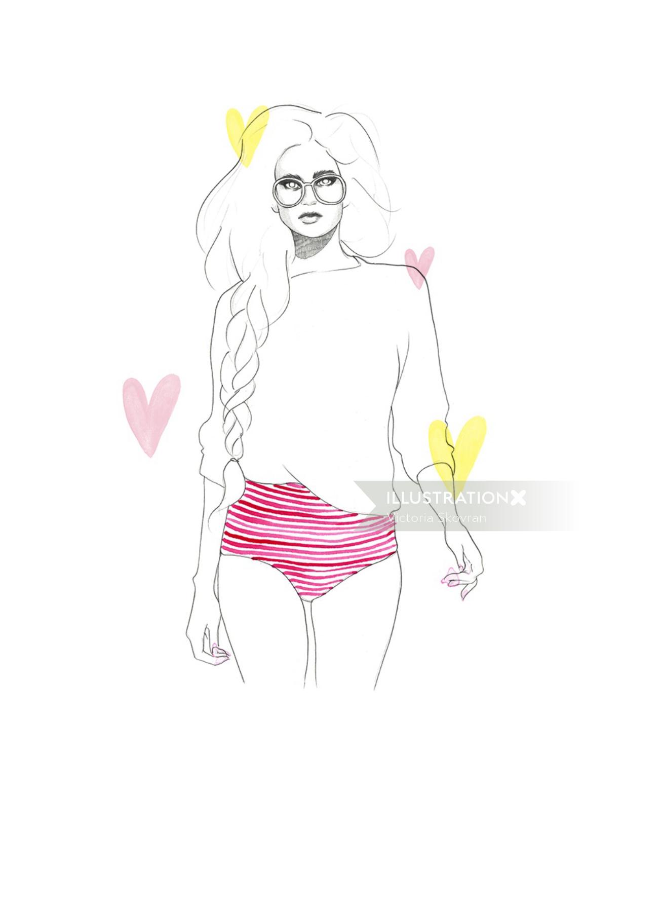 Fashion Woman Drawing By Brooklyn Based Illustrator