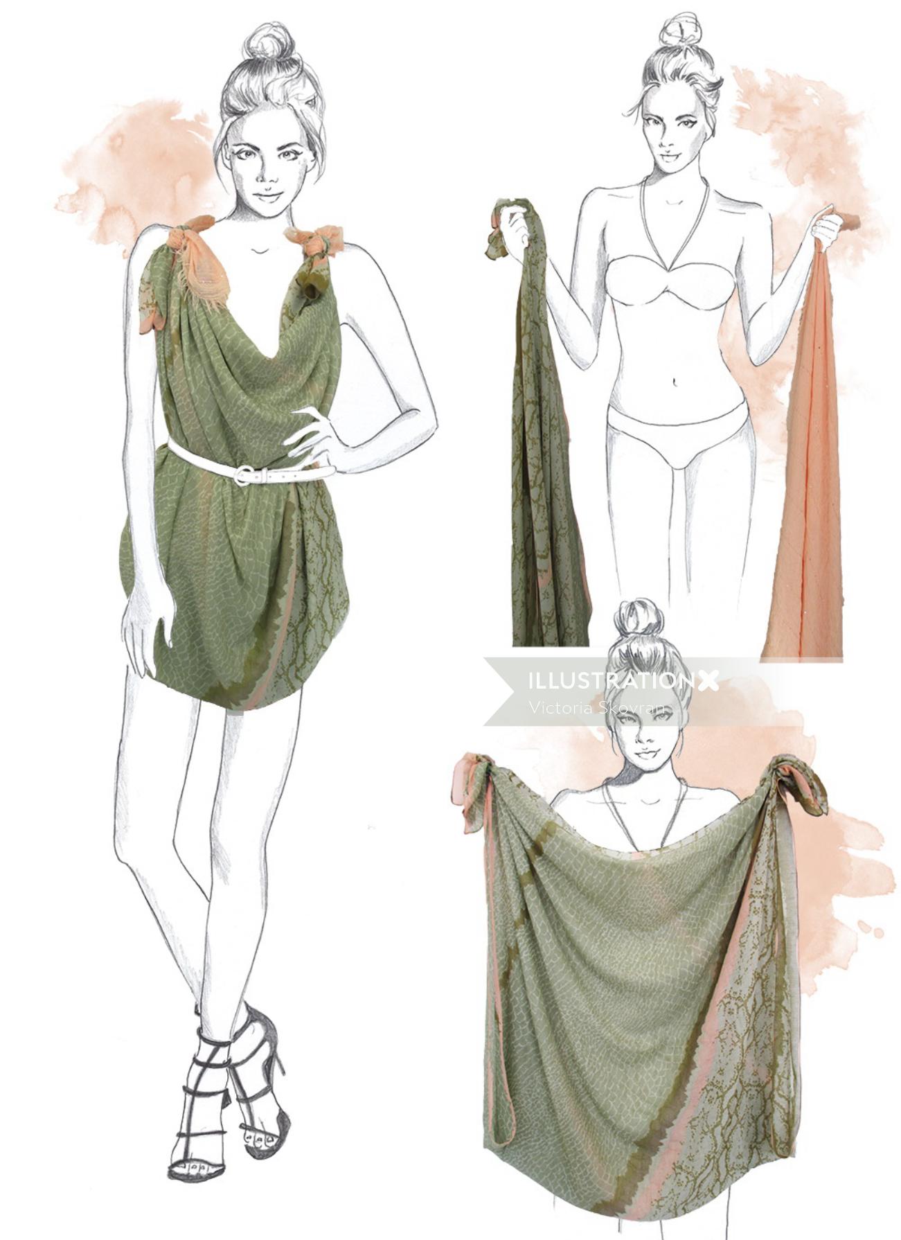 Illustration of a lady dress