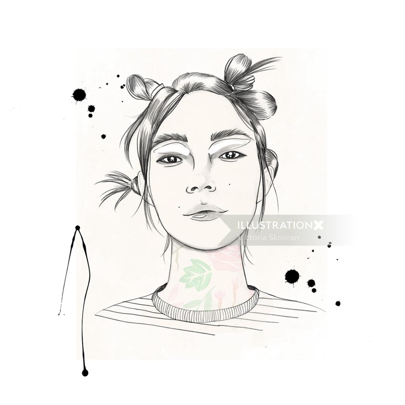 Lady face illustration by Victoria Skovran