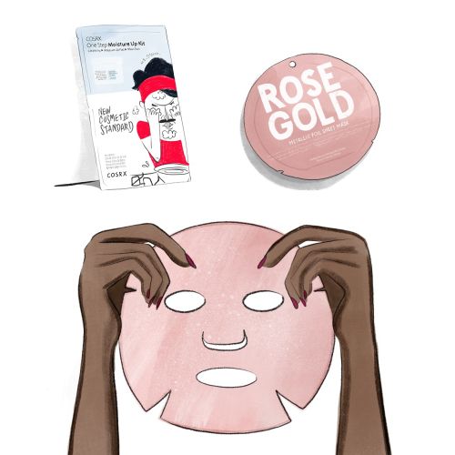 Illustration for rose gold facial mask
