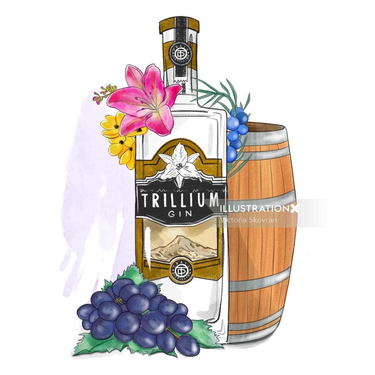 Alimentos y Bebidas Botella de vino Trilium