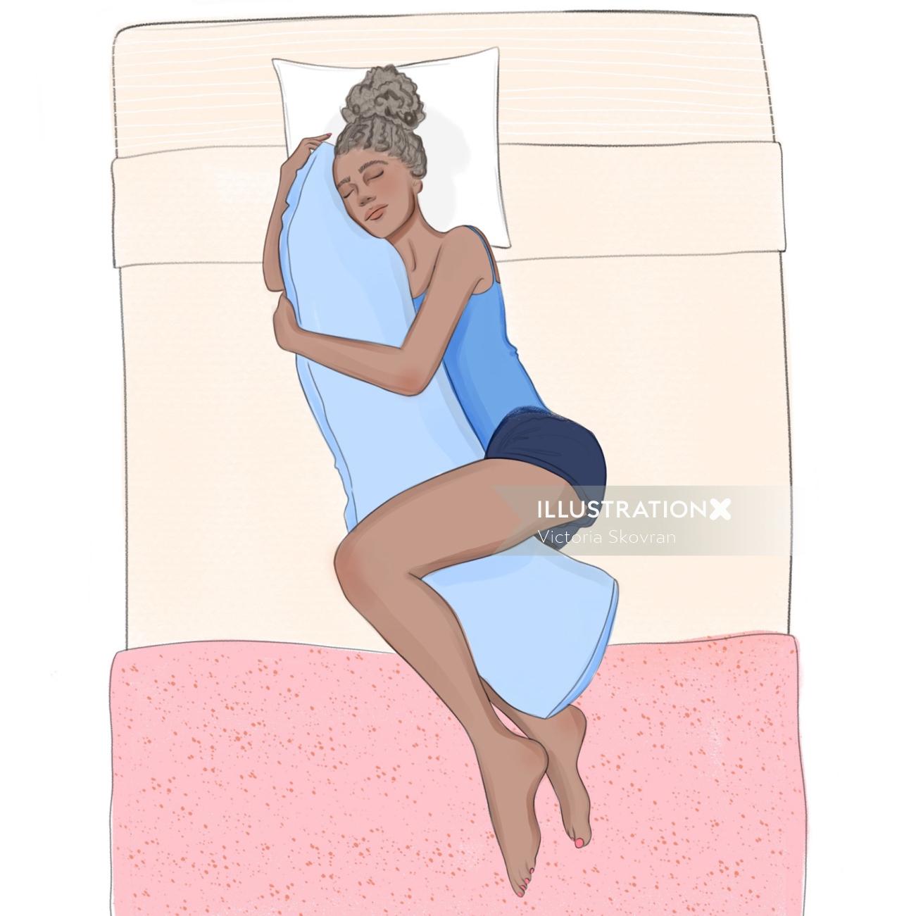 Mujer de personas durmiendo en la cama