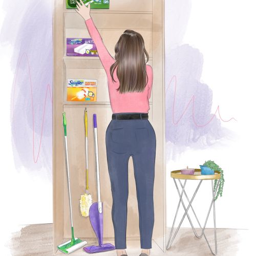 Lifestyle woman with cupboard
