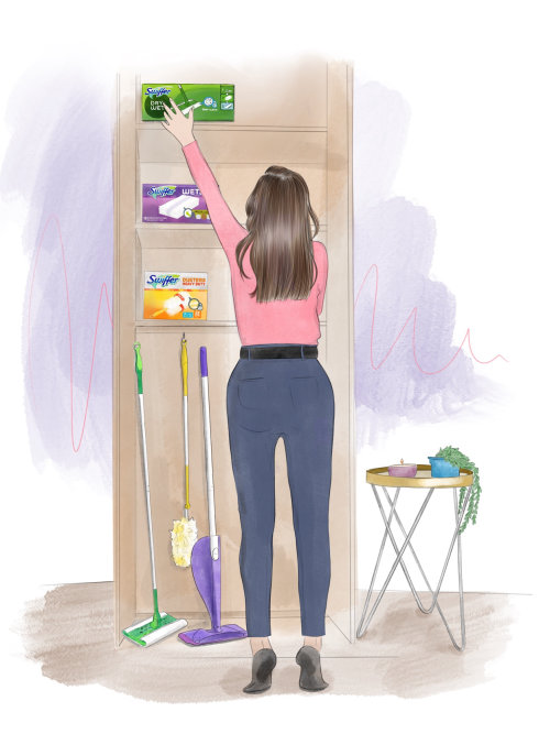 Lifestyle woman with cupboard
