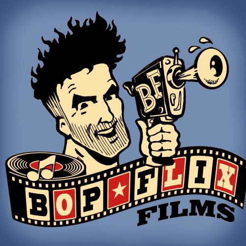 Graphic poster design of bop flix films 