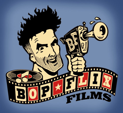 Graphic poster design of bop flix films 