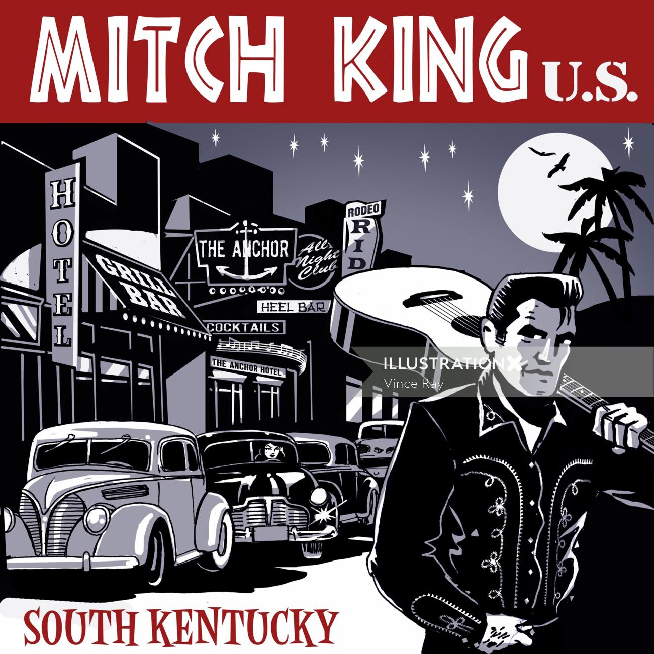 Mitch King nos ilustração retro
