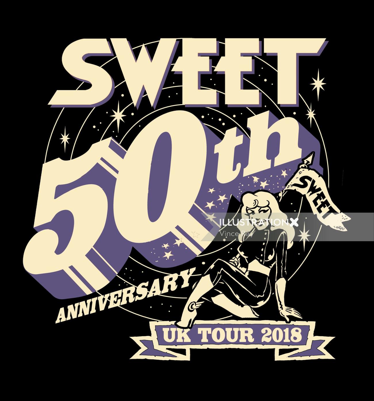 Lettering art of sweet 50th anniversary 