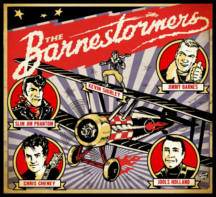 Cartel cómico de la banda de música The Barnesstormers